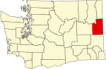 Map of Washington highlighting Spokane County